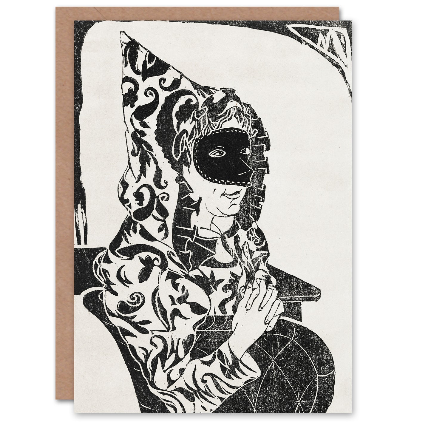 Samuel J De Mesquita Art Card Masked Woman with Cape