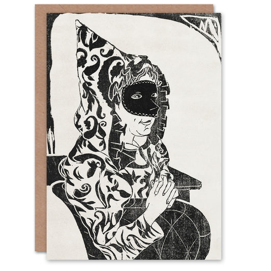 Samuel J De Mesquita Art Card Masked Woman with Cape