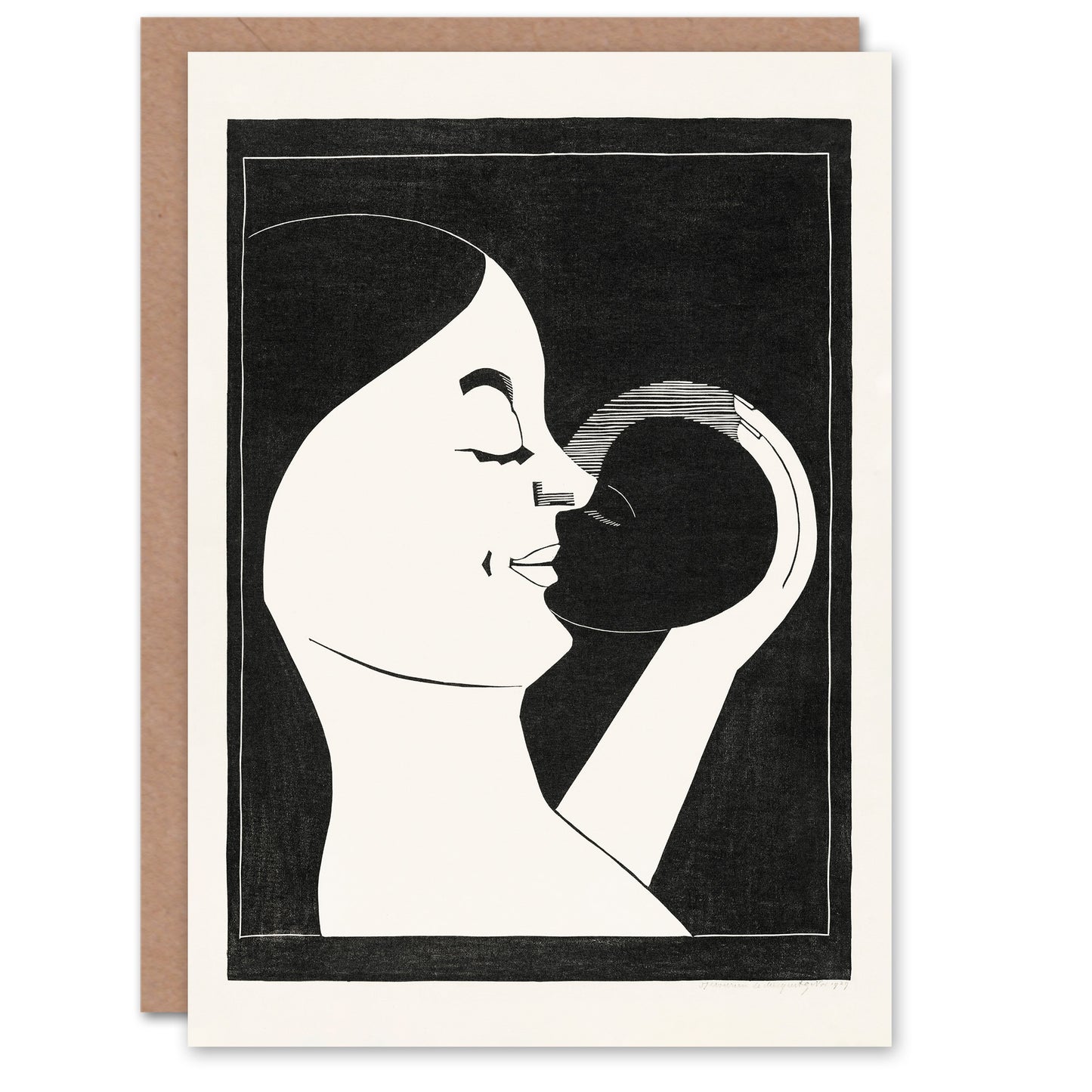 Samuel J De Mesquita Art Card Mother and Child Stylised Painting