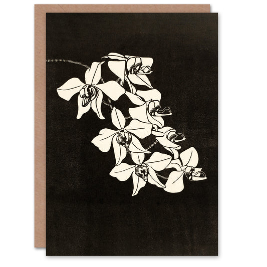 Samuel J De Mesquita Art Card Black and White Orchid Flower