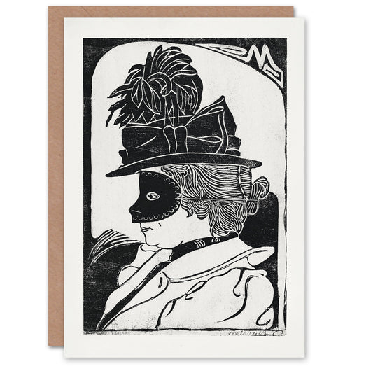 Samuel J De Mesquita Art Card Pierrette Woman With Mask