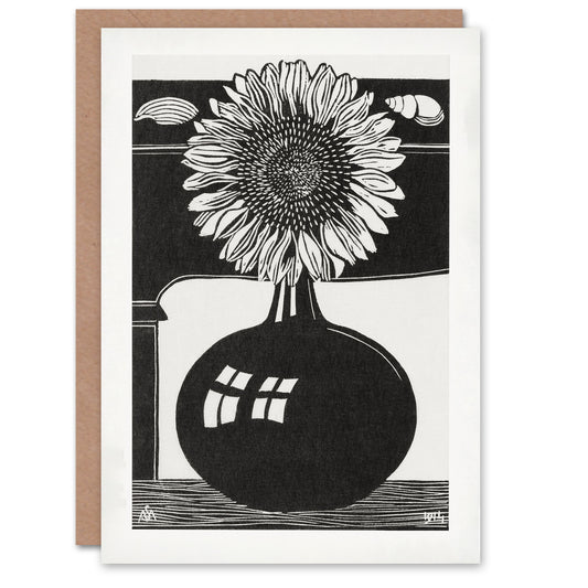 Samuel J De Mesquita Art Card Stylised Sunflower in a Vase