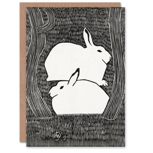 Samuel J De Mesquita Art Card Two Stylised Snow Hares
