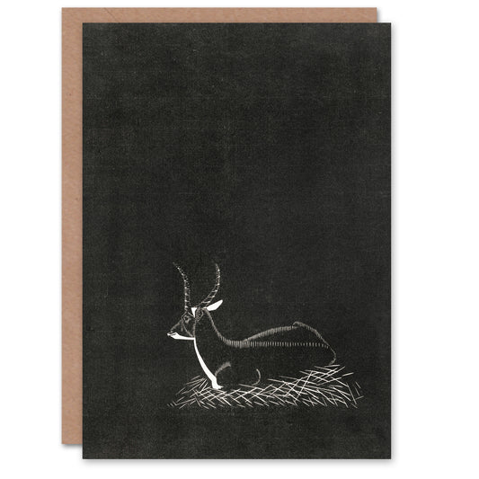 Samuel J De Mesquita Art Card Stylised Waterbuck Painting