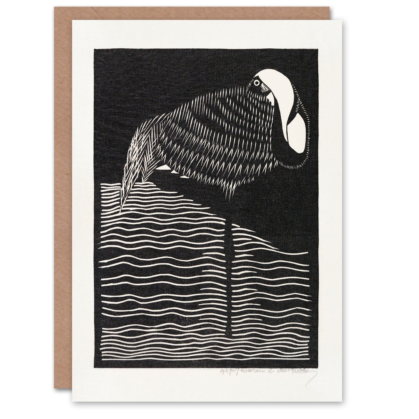 Samuel J De Mesquita Art Card Stylised White Necked Crane