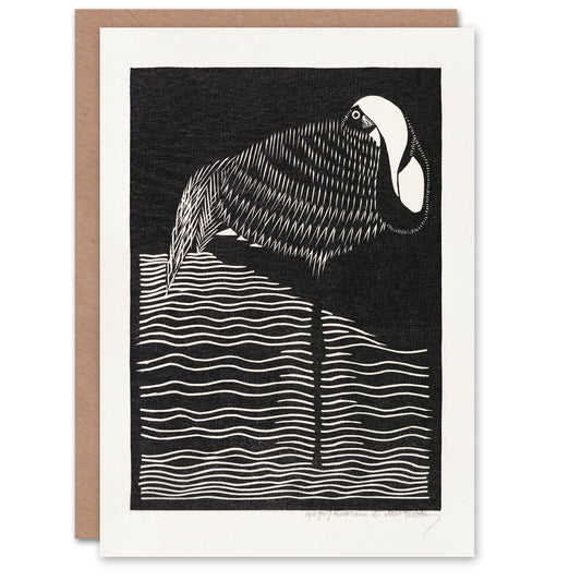 Samuel J De Mesquita Art Card Stylised White Necked Crane