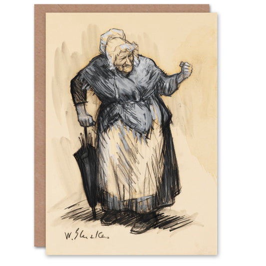William James Glackens Art Card Angry Old Lady Sketch