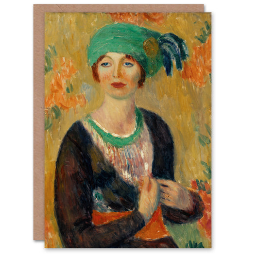 William James Glackens Art Card Portrait of a Girl in Green Turban