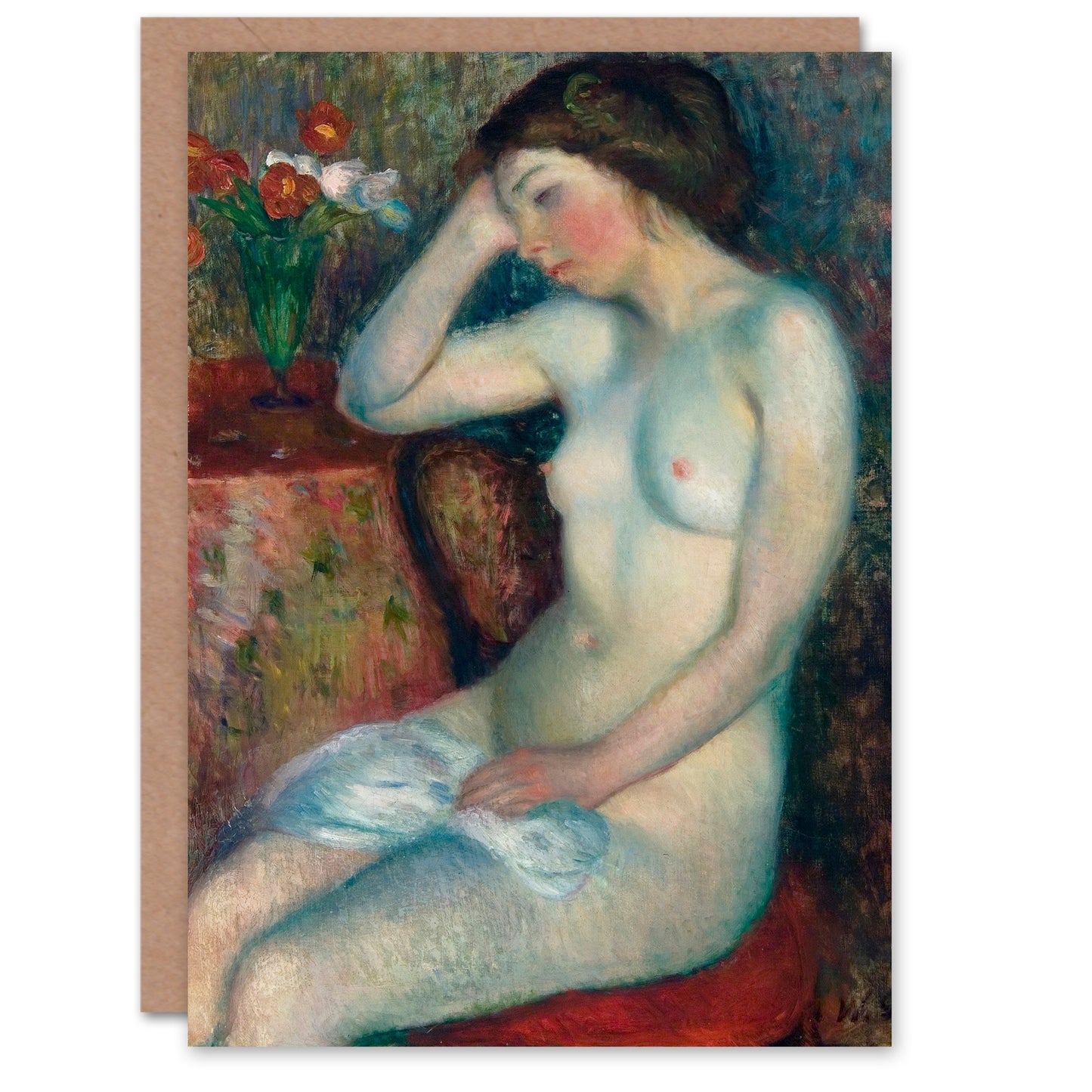 William James Glackens Art Card Sleeping Girl Nude Portrait