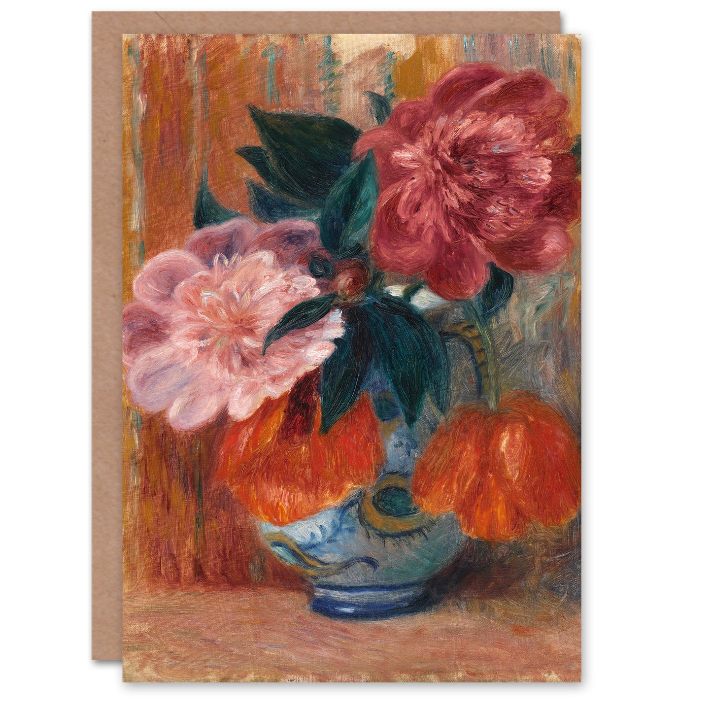William James Glackens Art Card Tulips and Peonies in Pitcher