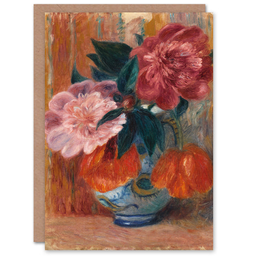 William James Glackens Art Card Tulips and Peonies in Pitcher