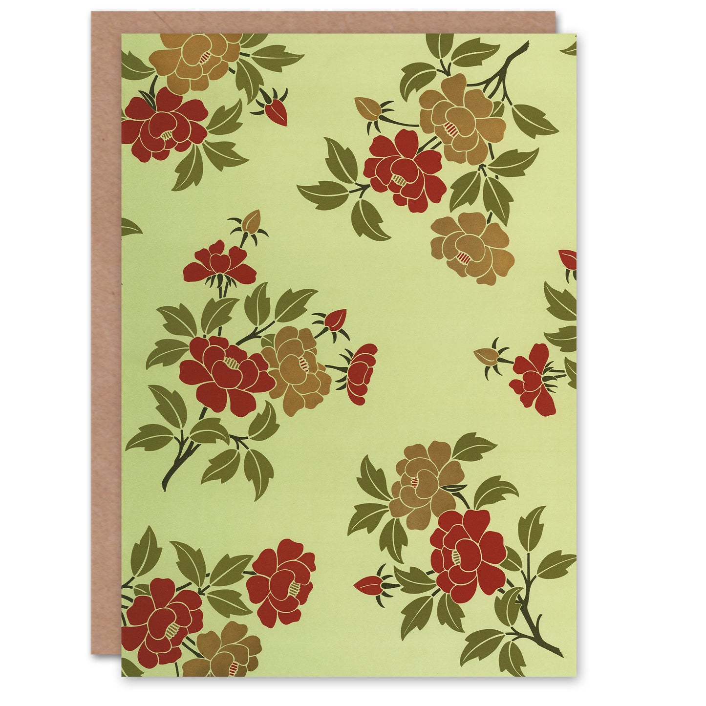GA and MA Audsley Art Card Japanese Flowers and Leaves Pattern