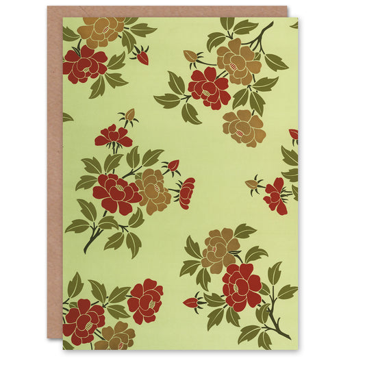 GA and MA Audsley Art Card Japanese Flowers and Leaves Pattern