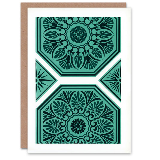 GA and MA Audsley Art Card Teal Blue Greek Antique Pattern