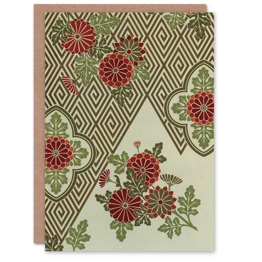 GA and MA Audsley Art Card Geometric Spiral and Floral Pattern