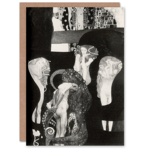 Gustav Klimt Art Card Jurisprudence Black White Painting