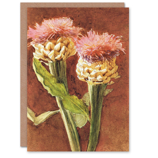 John Singer Sargent Art Card Thistle Flowers Watercolour