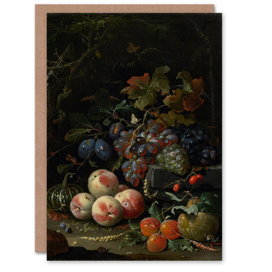 Abraham Mignon Art Card Still Life with Fruit Foliage and Insects