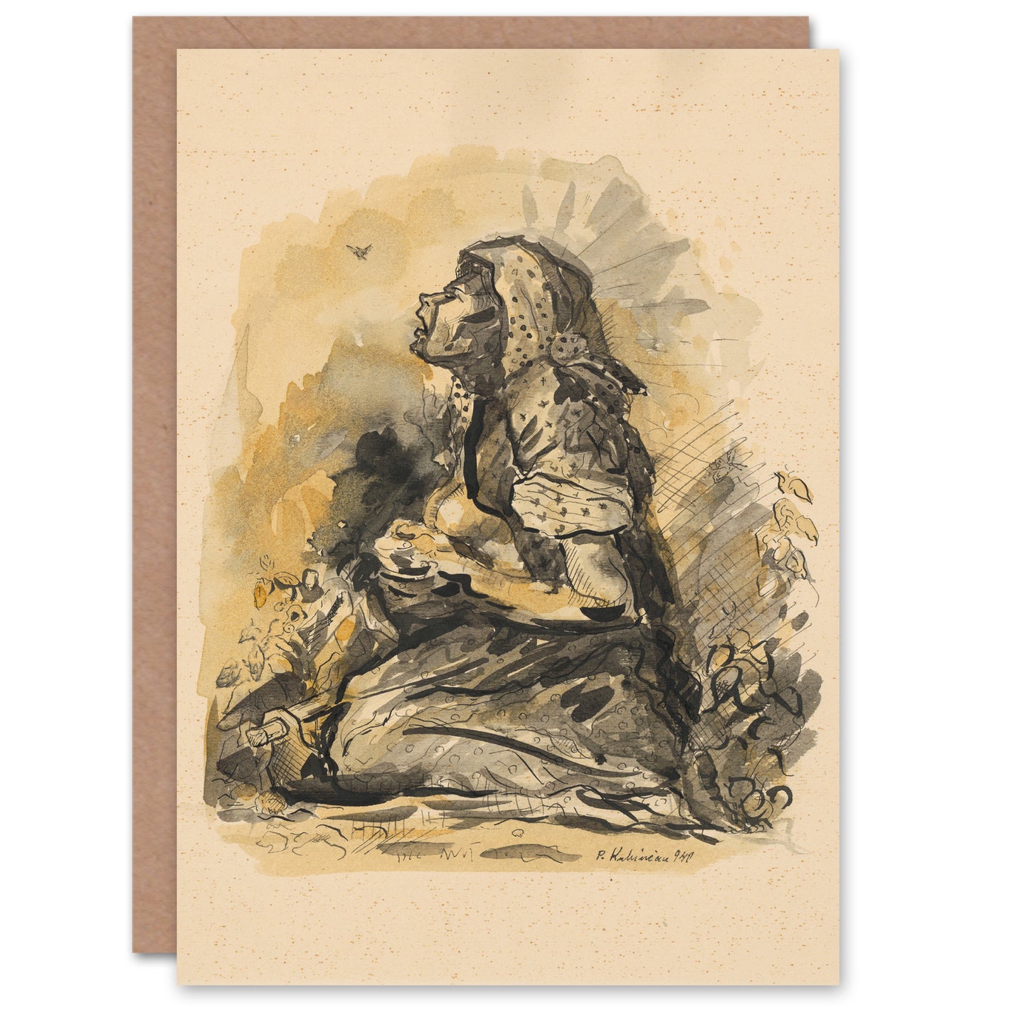 Arnold Weisz Kubincan Art Card Gypsy and Lark Watercolour