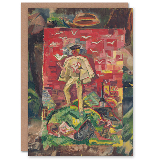 Arnold Weisz Kubincan Art Card Man In Folk Costume Surreal