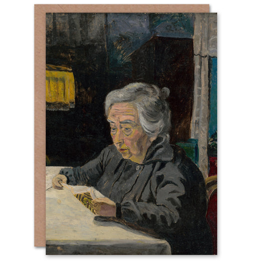 Arnold Weisz Kubincan Art Card Old Lady Reading Portrait