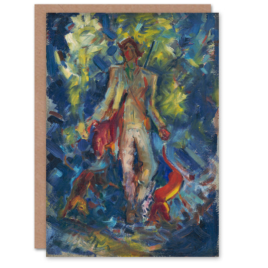 Arnold Weisz Kubincan Art Card Huntsman With Two Dogs