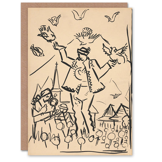 Arnold Weisz Kubincan Art Card Study for Joy Ink Drawing