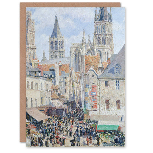 Camille Pissarro Art Card Grocery Street Rouen Cityscape
