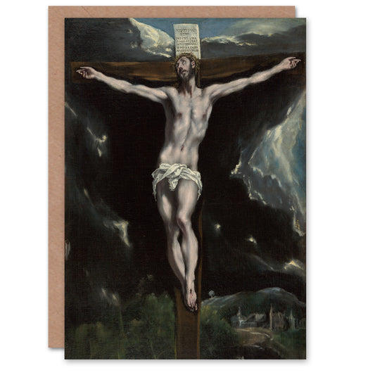 El Greco Art Card Christ on the Cross Cropped Oil Painting