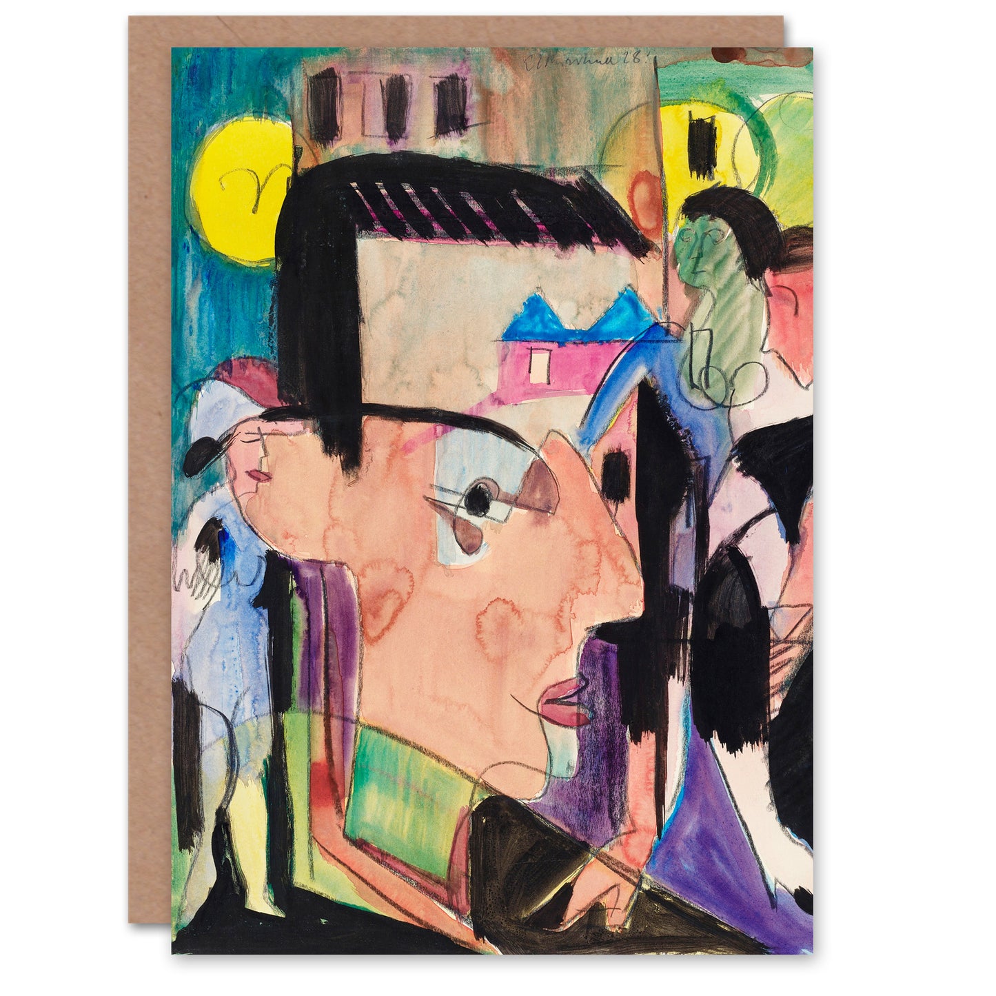 Ernst Ludwig Kirchner Art Card Abstract Self Portrait