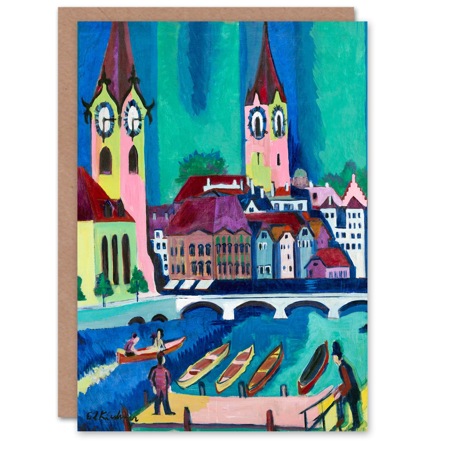 Ernst Ludwig Kirchner Art Card Zurich Colourful Cityscape