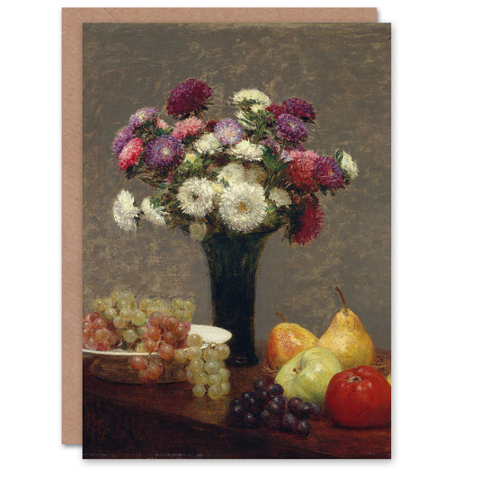Henri Fantin Latour Art Card Asters and Fruit on a Table