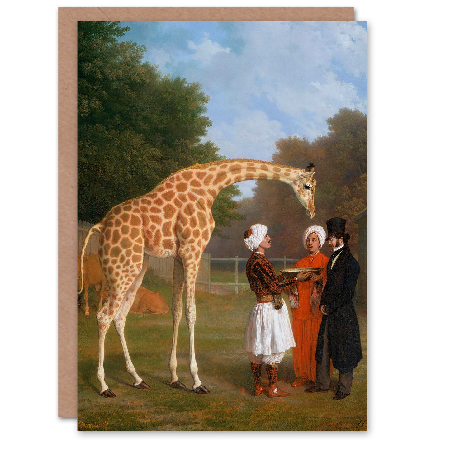 Jacques Laurent Agasse Art Card Nubian Giraffe Oil Painting