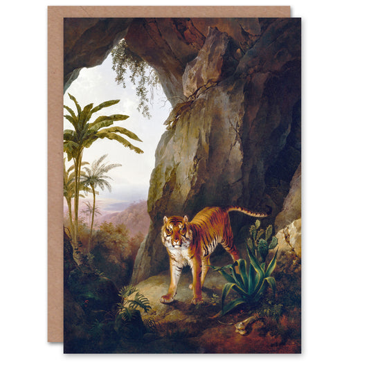 Jacques Laurent Agasse Art Card Tiger in Cave Oil Painting