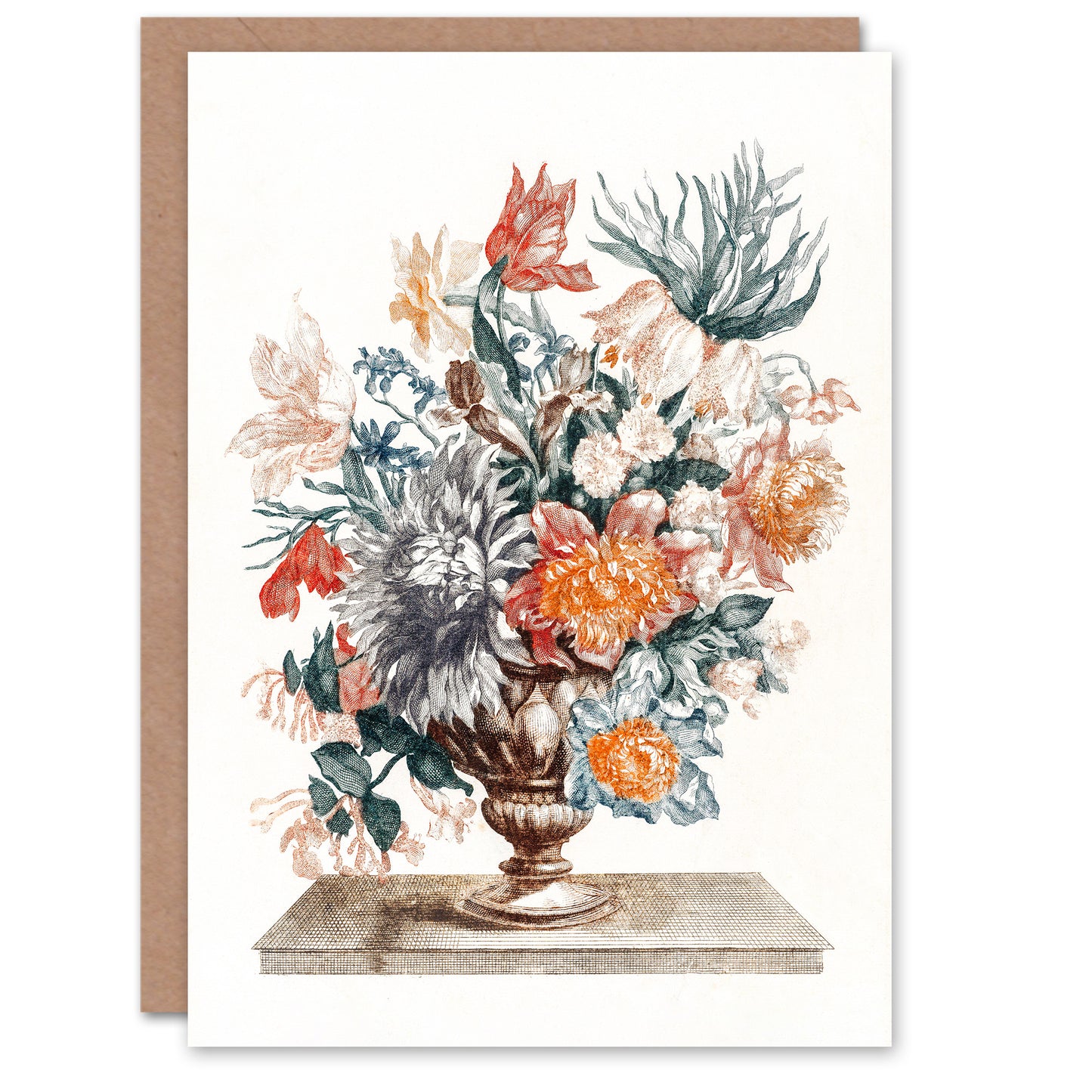 Johan Teyler Art Card Stone Vase with Flower Bouquet