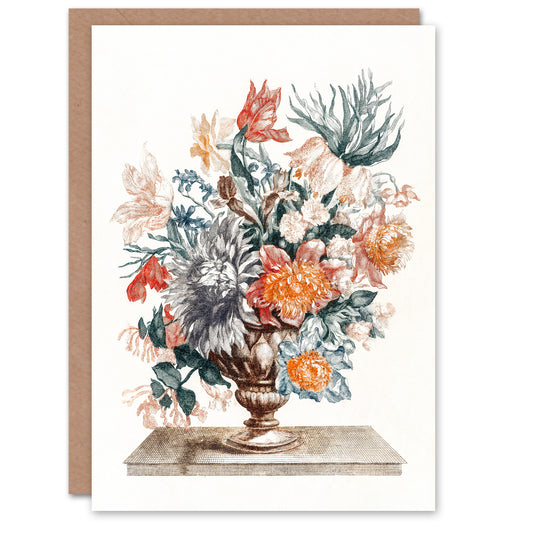 Johan Teyler Art Card Stone Vase with Flower Bouquet