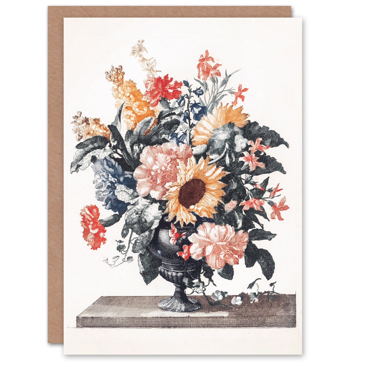 Johan Teyler Art Card Stone Vase Bouquet With Sunflowers