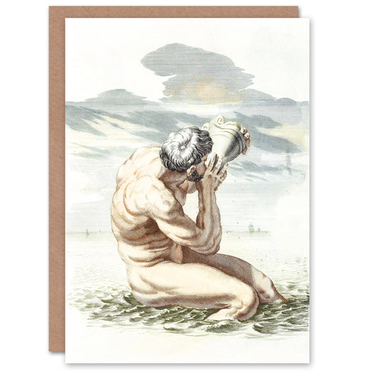Johan Teyler Art Card Triton Blows On The Conch Shell