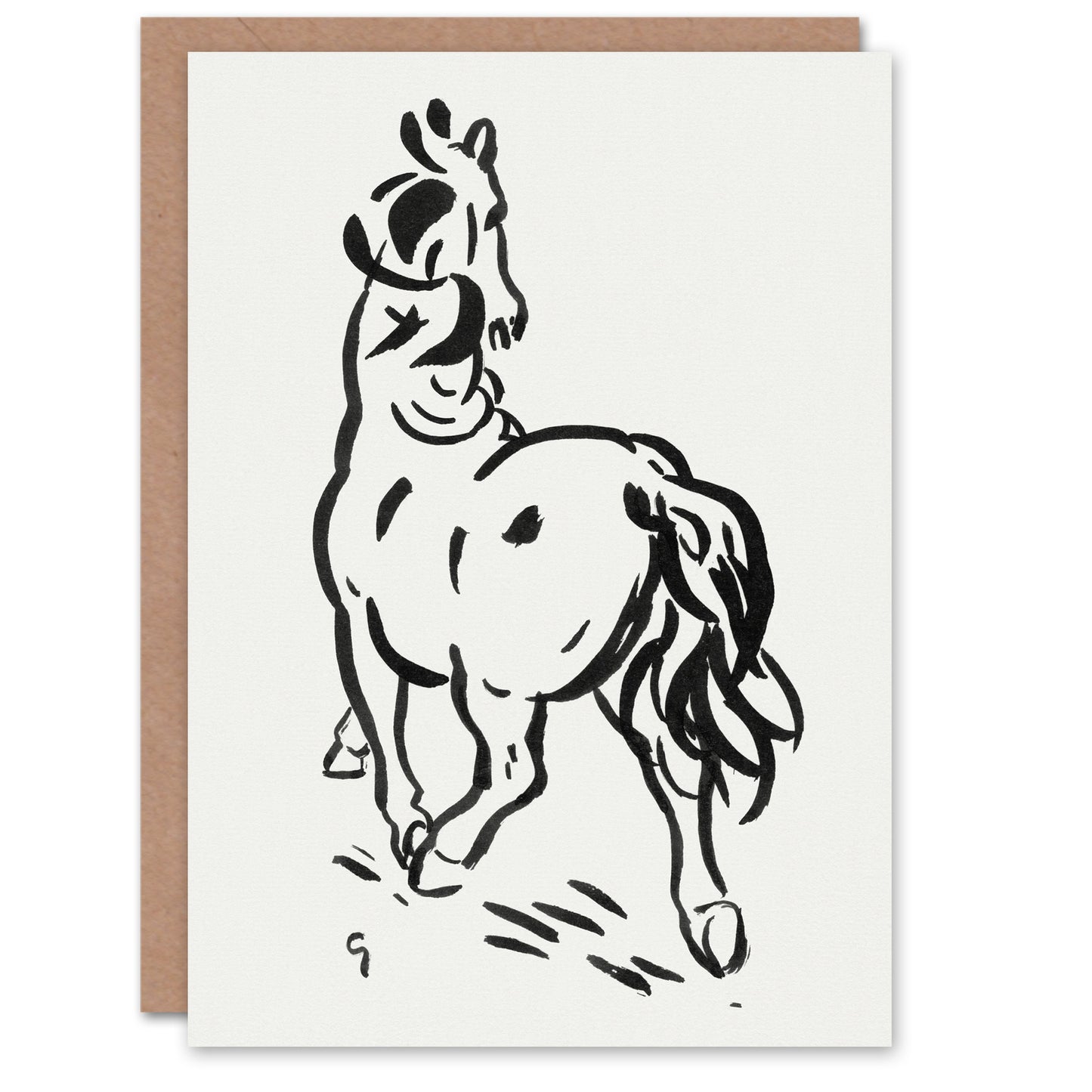 Leo Gestel Art Card Horse Black And White Ink Sketch