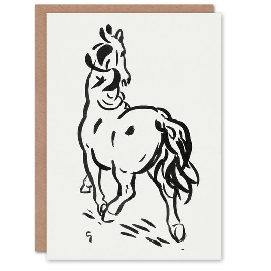 Leo Gestel Art Card Horse Black And White Ink Sketch