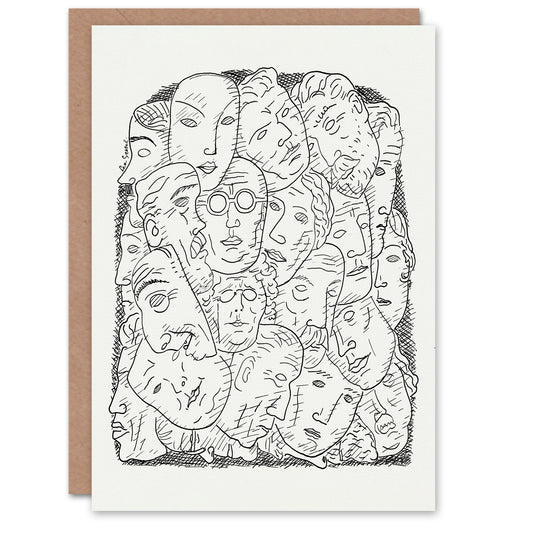 Leo Gestel Art Card Maskers Masks Black And White Drawing