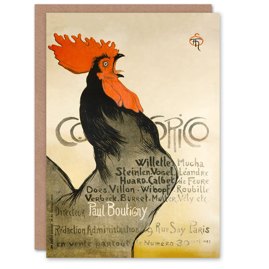 Theophile Steinlen Art Card Cocorico Vintage Magazine Advert