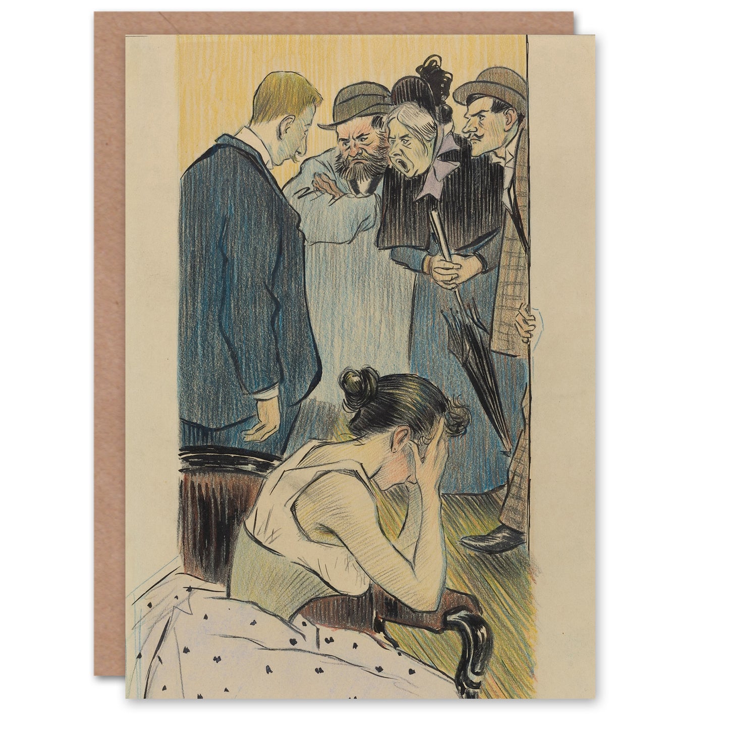 Theophile Steinlen Art Card Family Argument Satirical Painting