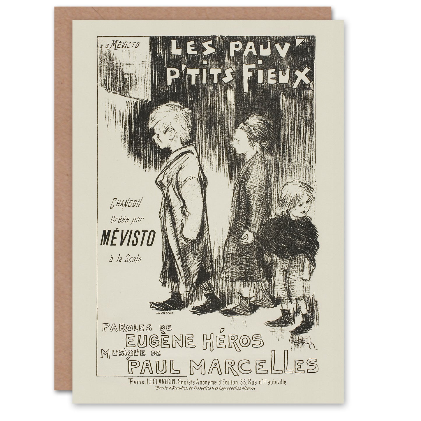 Theophile Steinlen Art Card Poor Little Things Poster Sketch