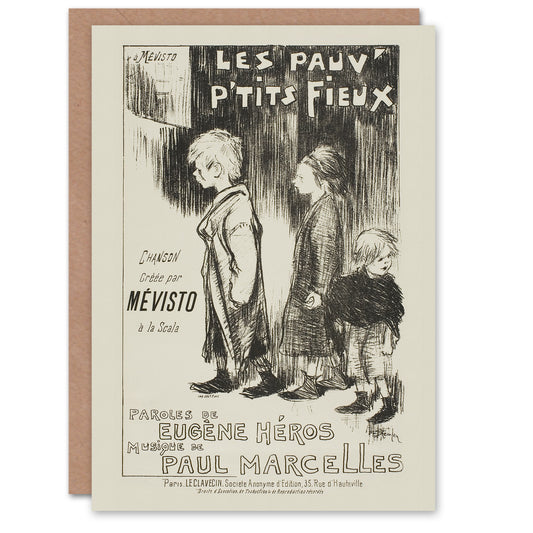 Theophile Steinlen Art Card Poor Little Things Poster Sketch