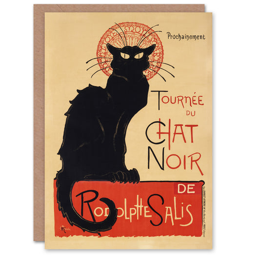 Steinlen Art Card Black Cat Chat Noir Cabaret Vintage Advert