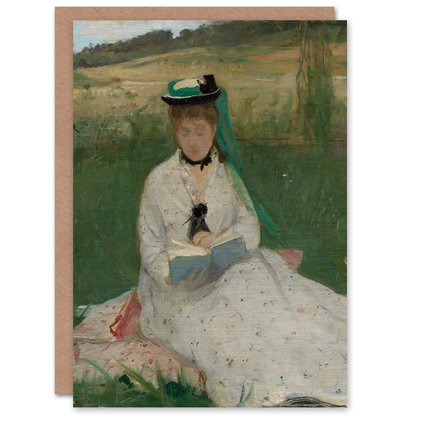 Berthe Morisot Art Card Woman Reading Book In A Meadow