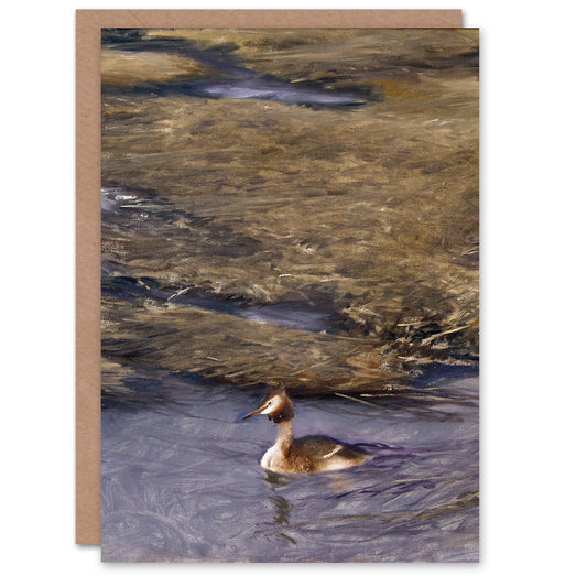 Bruno Liljefors Art Card Grebe Bird in Coastal Landscape