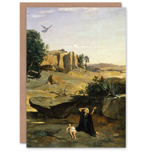 Camille Corot Art Card Hagar in the Wilderness Biblical Scene
