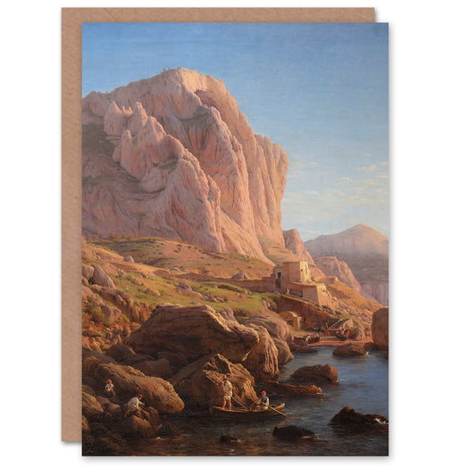 Christen Kobke Art Card A Rocky Coast Landscape in Capri